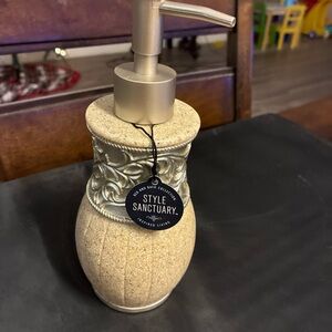 Gold and Tan Soap Dispenser